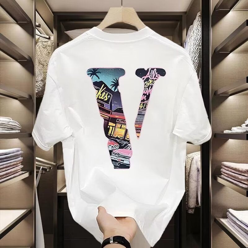 American-style cool and stylish pure cotton heavyweight short-sleeved T-shirt, suitable for young men and women, summer, trendy streetwear, loose fit, versatile top.