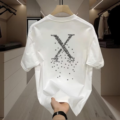 Heavyweight pure cotton trendy short-sleeved T-shirt for young men and women, fun print, loose fit, versatile, casual round neck top