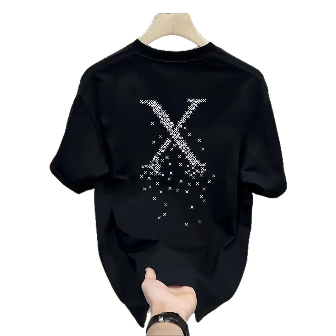 Heavyweight pure cotton trendy short-sleeved T-shirt for young men and women, fun print, loose fit, versatile, casual round neck top