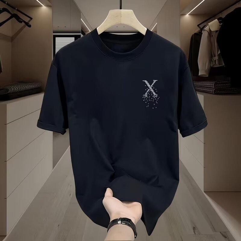 Heavyweight pure cotton trendy short-sleeved T-shirt for young men and women, fun print, loose fit, versatile, casual round neck top