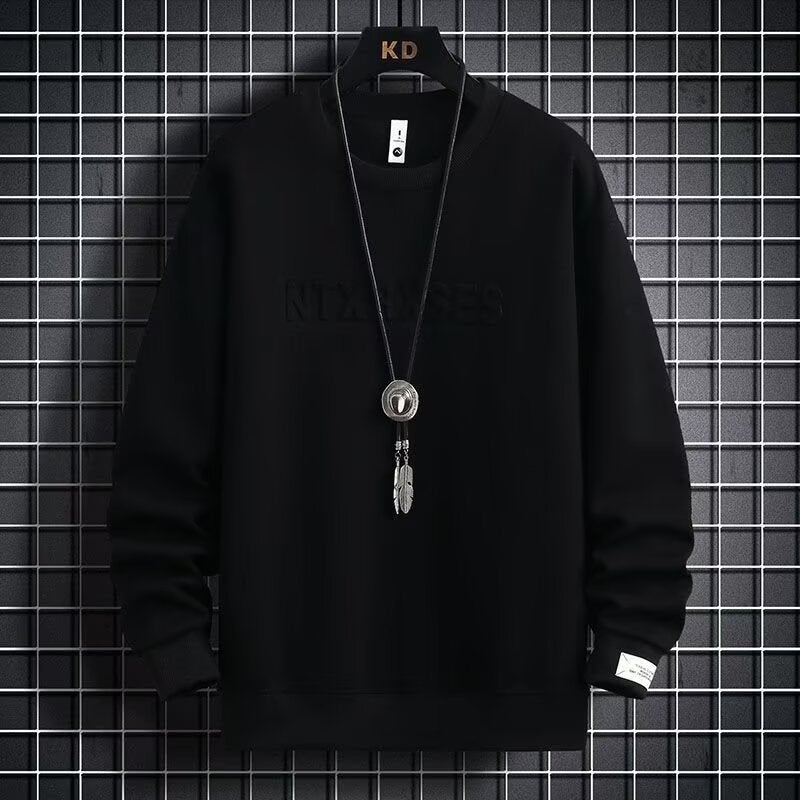 Men's hooded sweatshirt, loose fit, trendy long-sleeved t-shirt, men's inner layer, base layer, men's clothing sweatshirt